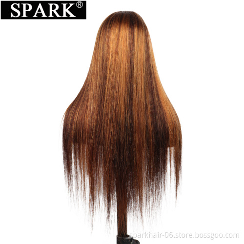 Top Quality Highlight Color 4/30 Dark Brown Virgin Human Hair Lace Front Bob Wig With Bleached Knot And Baby Hair